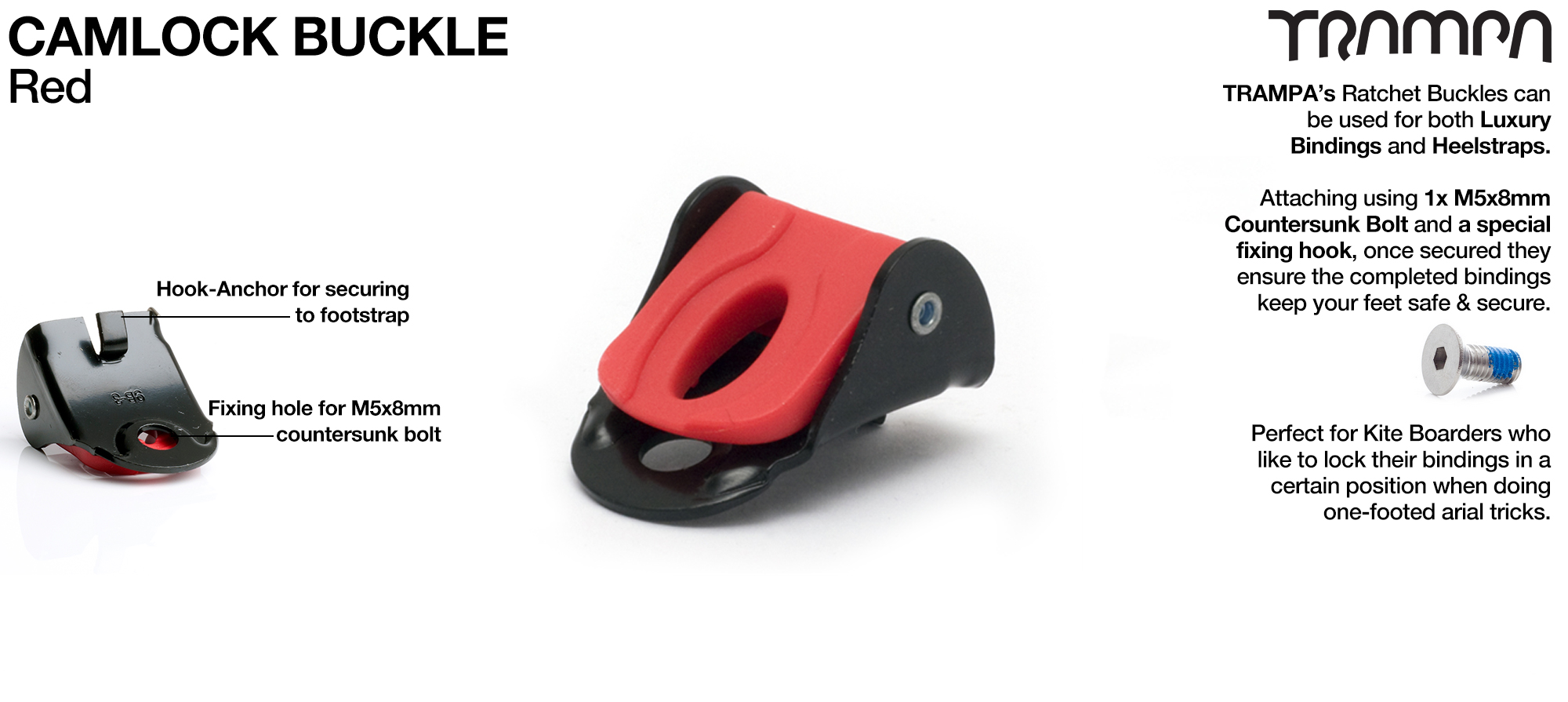 Camlock buckle for foot and Heel strap Bindings - RED
