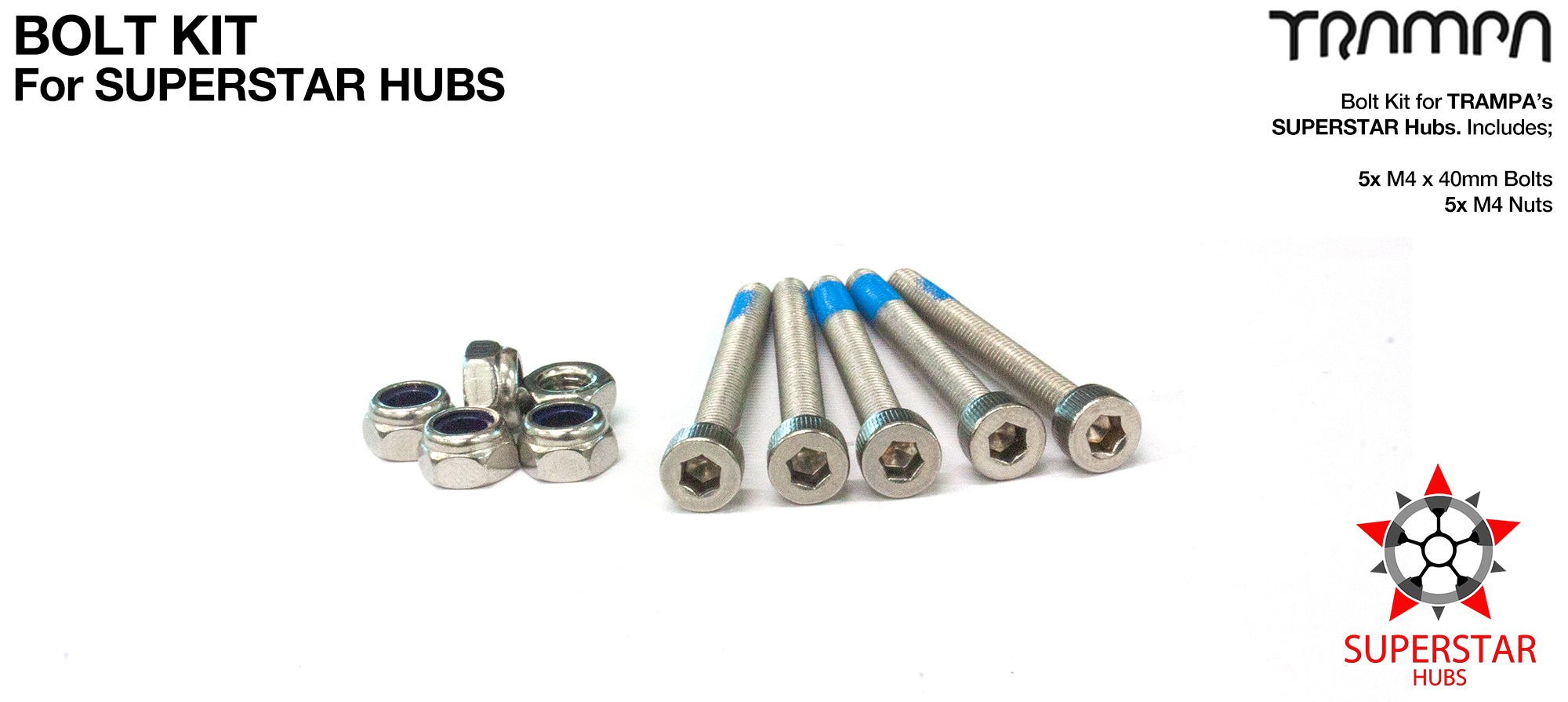 M4 x 40mm Superstar hub bolt kit