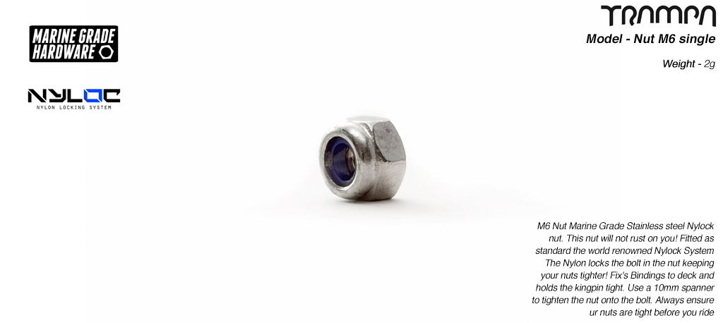 M6 Nut Marine Grade Stainless steel Nylock nut