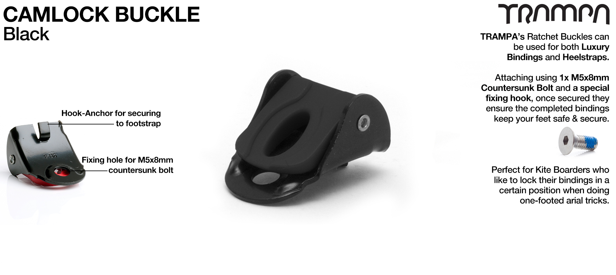 Camlock buckle for Mint and heel strap Bindings - BLACK