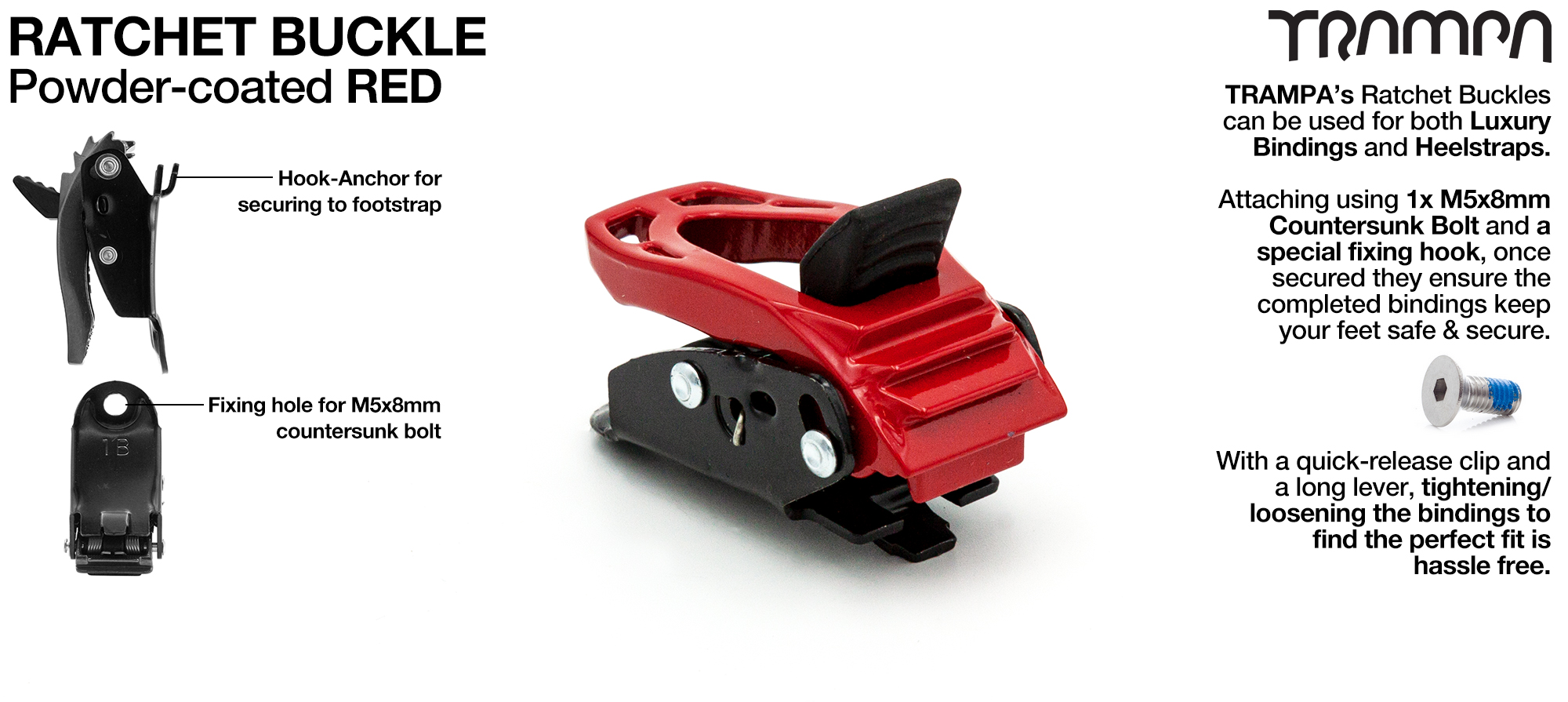 Ratchet Buckle Powder coated Red