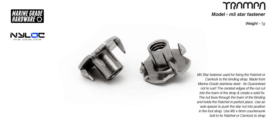 M5 Star fastener used for fixing the Ratchet to the binding