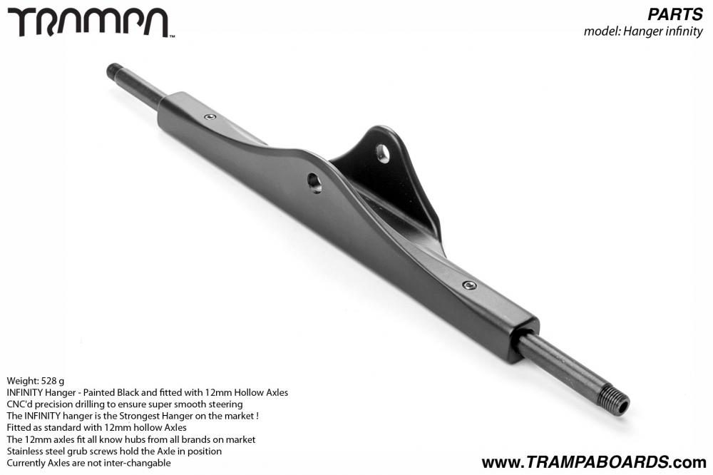 INFINITY Hanger - Painted Black and fitted with 12mm HOLLOW Axles
