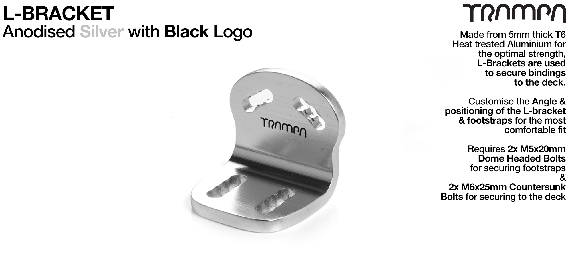 L Bracket - Silver Anodized with Black logo