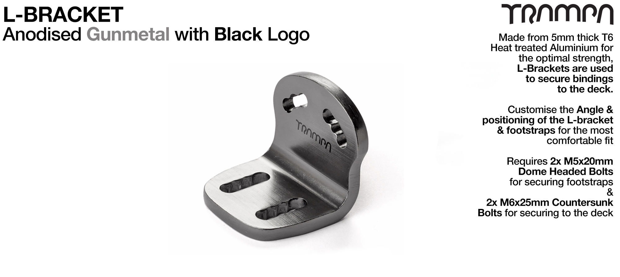 L Bracket - Annodized Gunmetal with Black logo