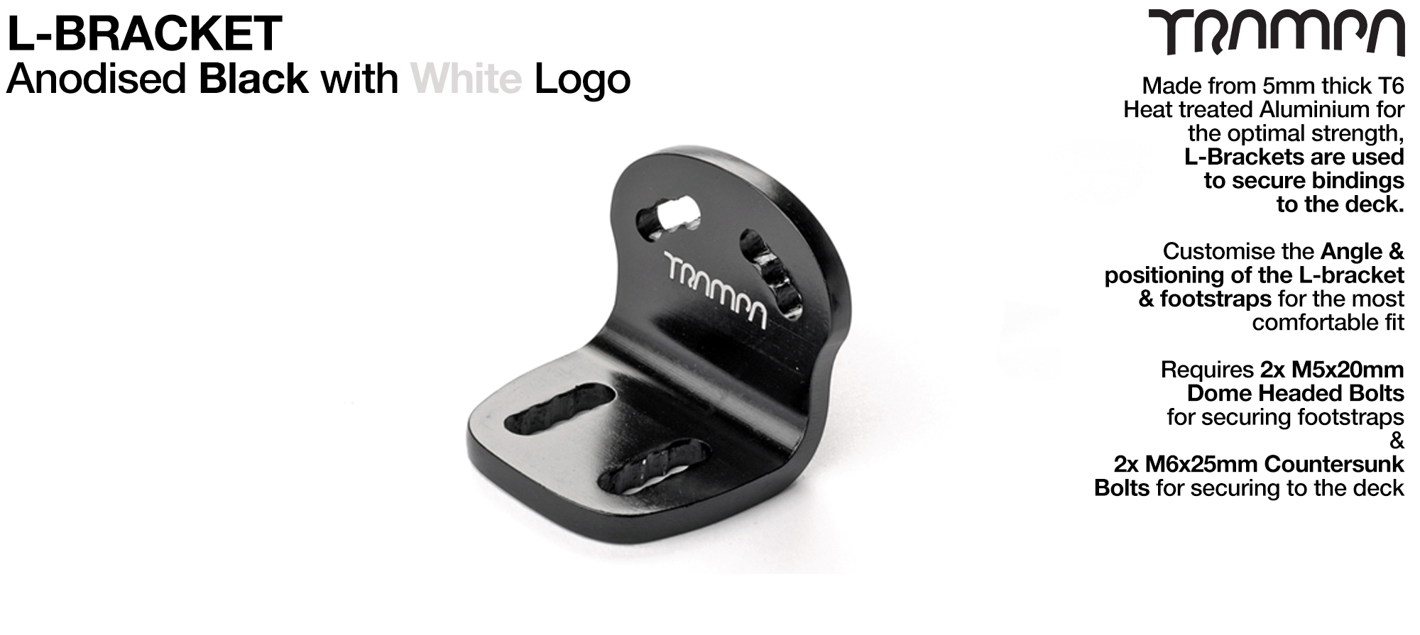 L Bracket - Anodized Black with silver logo