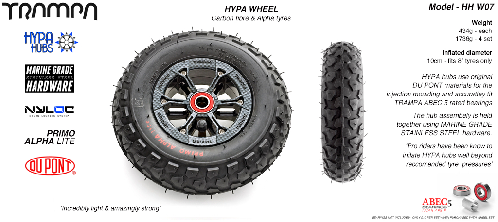 Carbon fiber print Hypa hub with Black Alpha tyre