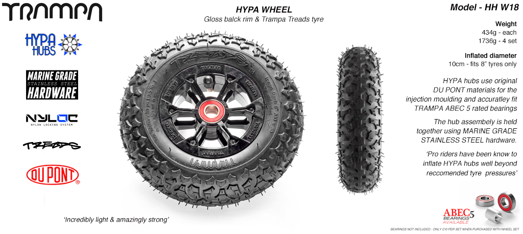 Black Gloss Hypa hub with Black Trampa Tyre