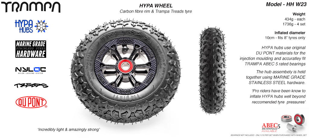 Carbon Fibre Hypa hub with Black Trampa Tyre