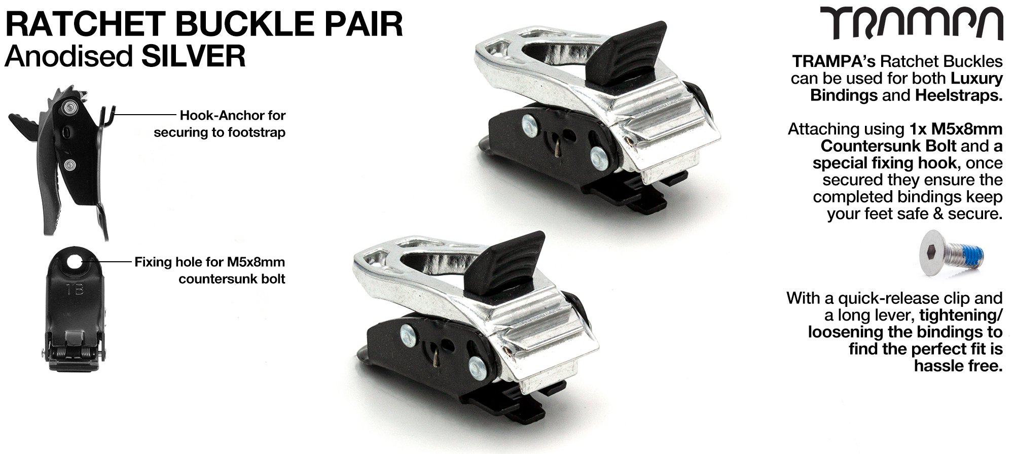 Polished Ratchet buckles x 2