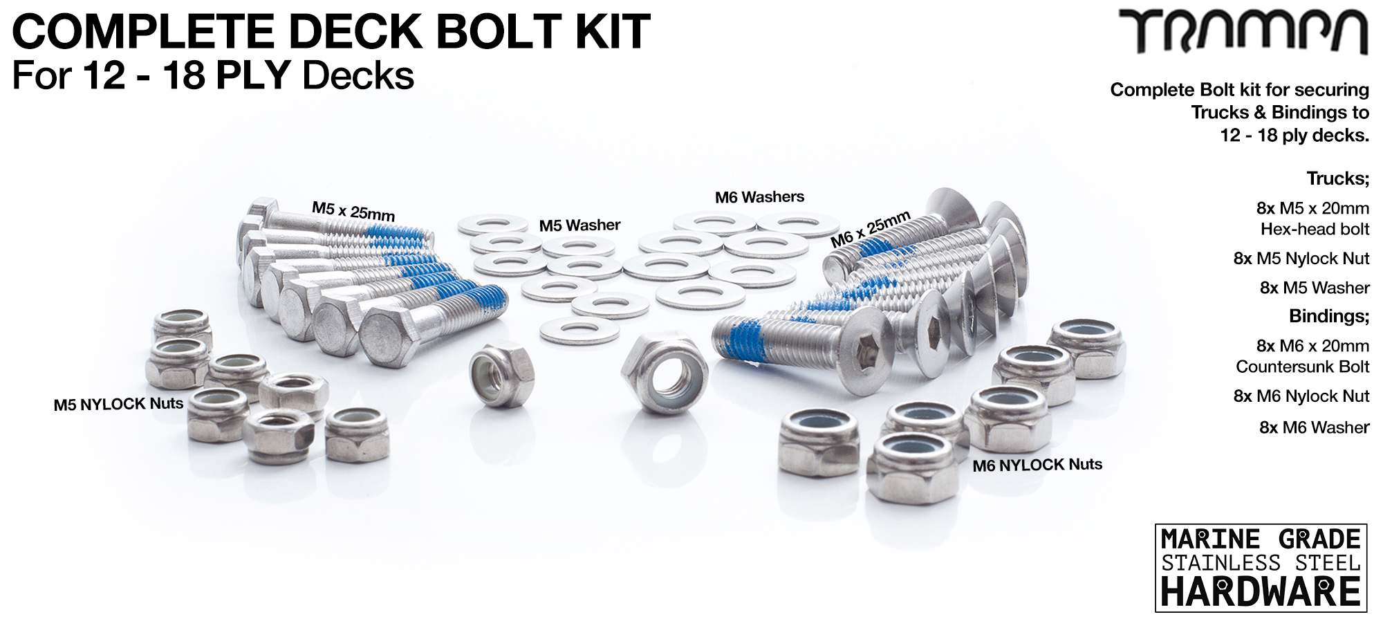 Complete deck bolt kit - Regular length