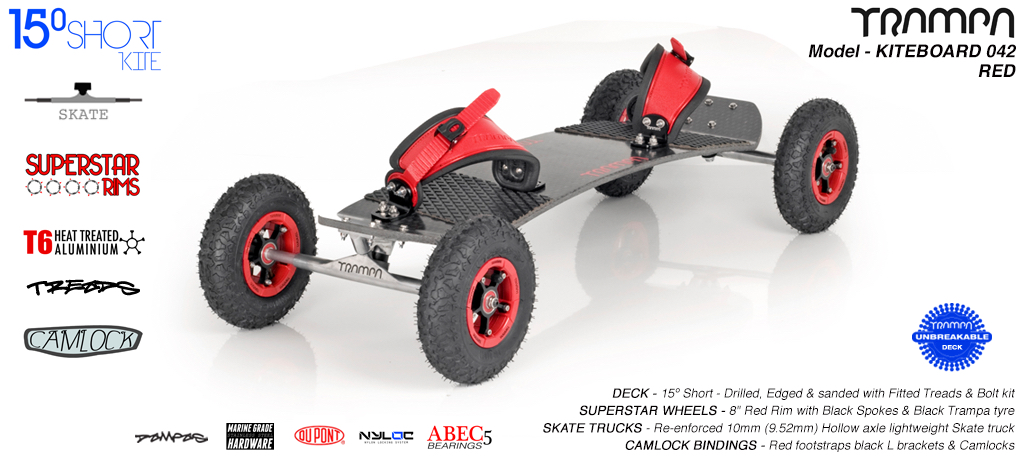 15�s 10mm Titanium skates Red Gloss/black Superstars,  Mint Hybrid bindings