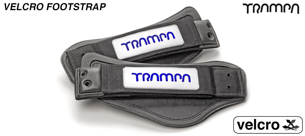 White base with Blue logo patch on black foam velcro straps