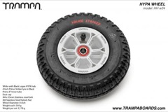 White Gloss with Black logo Hypa hub with 8 inch Black Striker tyre