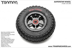 Black Gloss and White logo Rim with Black Anodised spokes and Black Striker Tyre