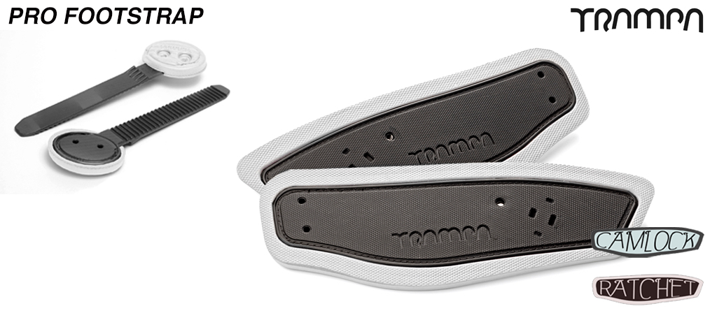 Ratchet Binding foot straps - Black straps on White foam