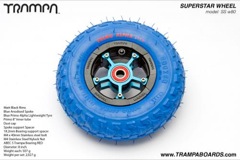 Matt Black Rim with Blue Spokes Anodised and Blue Alpha Tyre and Red Bearings