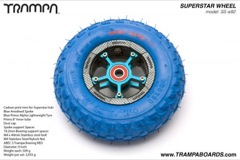 Carbon print rim with Blue Anodised Spokes Blue Alpha tyre and Red Bearings