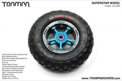 Carbon print rim with Blue Anodised Spokes Black Alpha tyre and Blue Bearings