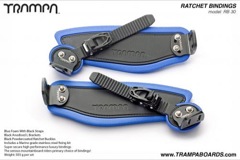 Ratchet Bindings - Black Straps on Blue Foam with Black L Brackets and Ratchets