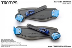 Ratchet Bindings - Black straps on Black Foam with Blue L brackets and Ratchets