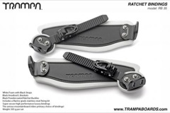Ratchet Bindings - Black straps on White foam with Black L Brackets and Ratchets