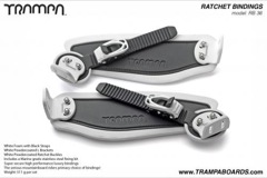 Ratchet Bindings - Black straps on White foam with White L Brackets and Ratchets