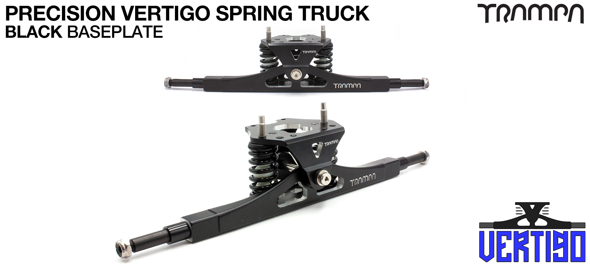 Vertigo hanger 12mm Hollow Axles Black CNC'd baseplate Steel Kingpin