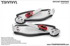 Ratchet Bindings - White Straps on Black Foam with White L bracket and Ratchets