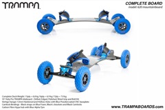 35� Holy Pro Powder coated Blue Vertigo trucks Carbon print Alpha wheels and Camlock Bindings