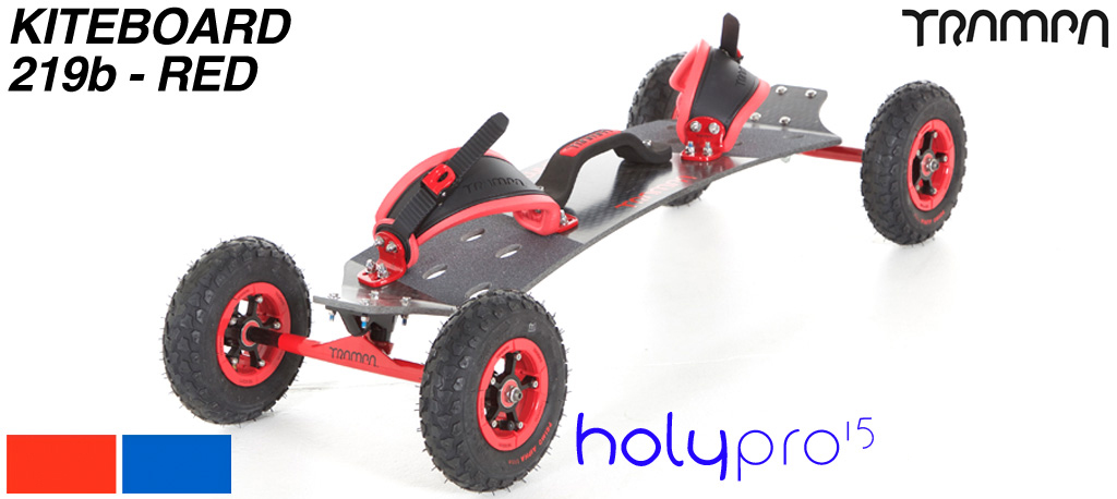Kiteboard - 15� Short deck on 12mm skate Trucks with 8 Inch SUPERSTAR wheels & CAMLOCK bindings - RED