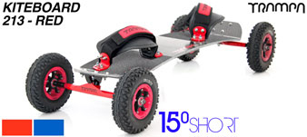 Kiteboard - 15� Short deck on 12mm skate Trucks with 8 Inch SUPERSTAR wheels & VELCRO bindings - RED