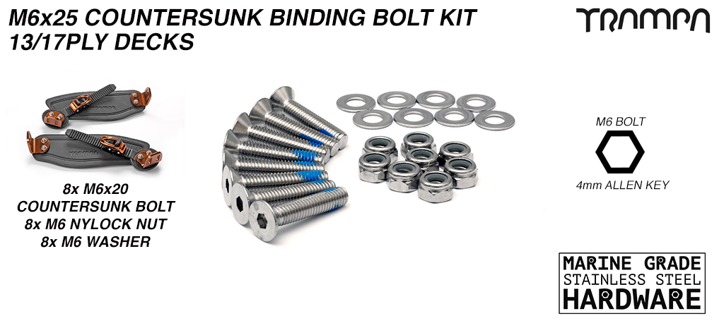 M6 x 25mm Countersunk binding bolt kit - Regular