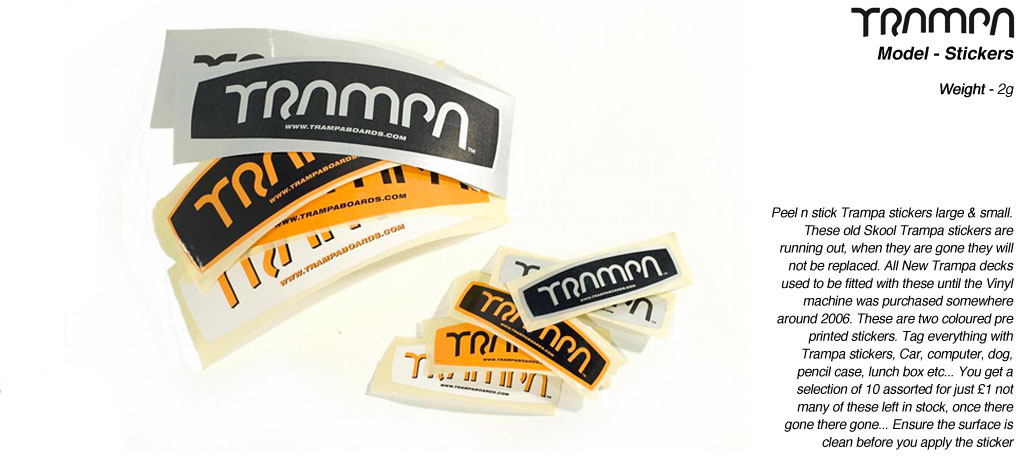 Peel n stick Trampa stickers large and small 10 for �1