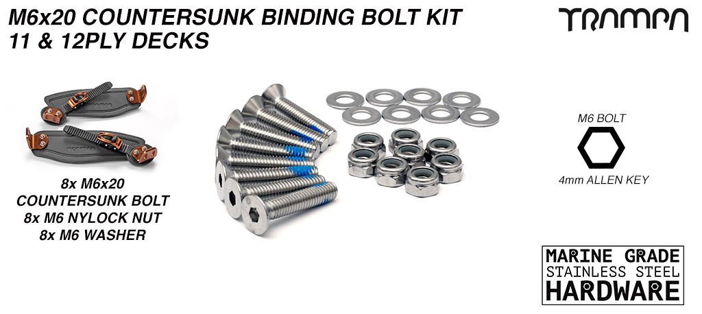 M6 x 20mm Countersunk binding bolt kit - Short