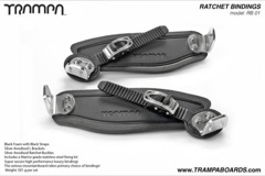 Ratchet Bindings - Black straps on Black Foam with Silver L brackets and Ratchets