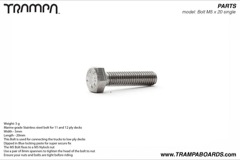 M5 x 20mm Marine grade Stainless steel bolt for 12 ply decks