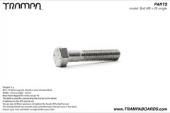M5 x 25mm Marine grade Stainless steel shanked bolt
