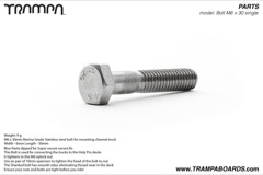 M6 x 30mm Marine Grade Stainless steel bolt for mounting channel truck