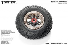 Winter Cammo Rim with Gunmetal Anodised spokes and Black Trampa tyre