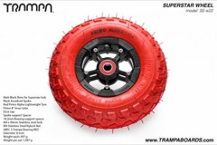 Matt Black Rim with Black Anodised spokes and Red Alpha tyre