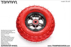 Matt Black Rim with Gunmetal Anodised spokes and Red Alpha tyre