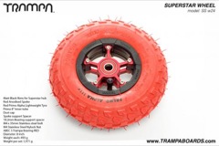 Matt Black Rim with Red Anodised spokes and Red Alpha Tyre
