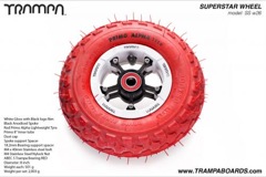 White Gloss Rim with Black Anodised spokes and Red Alpha tyre