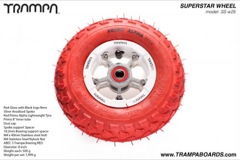 White Gloss Rim with Silver Anodised spokes and Red Alpha tyre