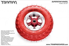 White Gloss Rim with Red Anodised spokes and Red Alpha tyre