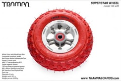 White Gloss Rim with Gunmetal Anodised spokes and Red Alpha tyre