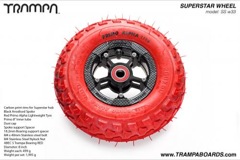 Carbon Rim with Black Anodised spokes and Red Alpha tyre
