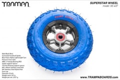 Matt Black Rim with Gunmetal Anodised spokes and Blue Alpha tyre