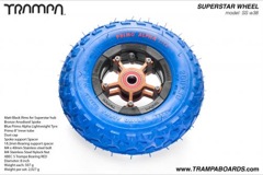 Matt Black Rim with Bronze Anodised spokes and Blue Alpha tyre